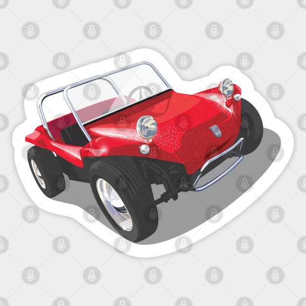 beach buggy in red Sticker by candcretro